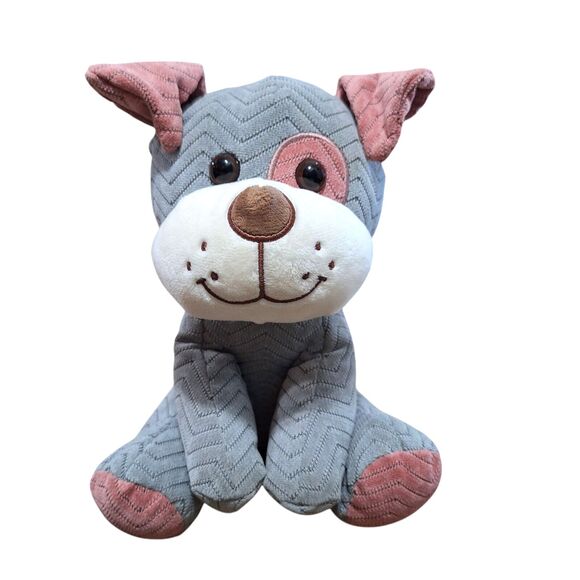 Hug Fun Puppy Dog 9” Plush Gray Pink Design Stuffed Animal Toy Gift Replacement - Picture 1 of 8
